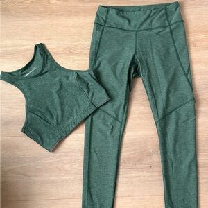 Outdoor Voices Green Leggings and Crop Top Set